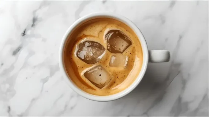 Pull two shots of espresso (about 60ml or 2 oz). Brew it strong and let it cool for about 1 minute so it doesn't melt all your ice immediately.